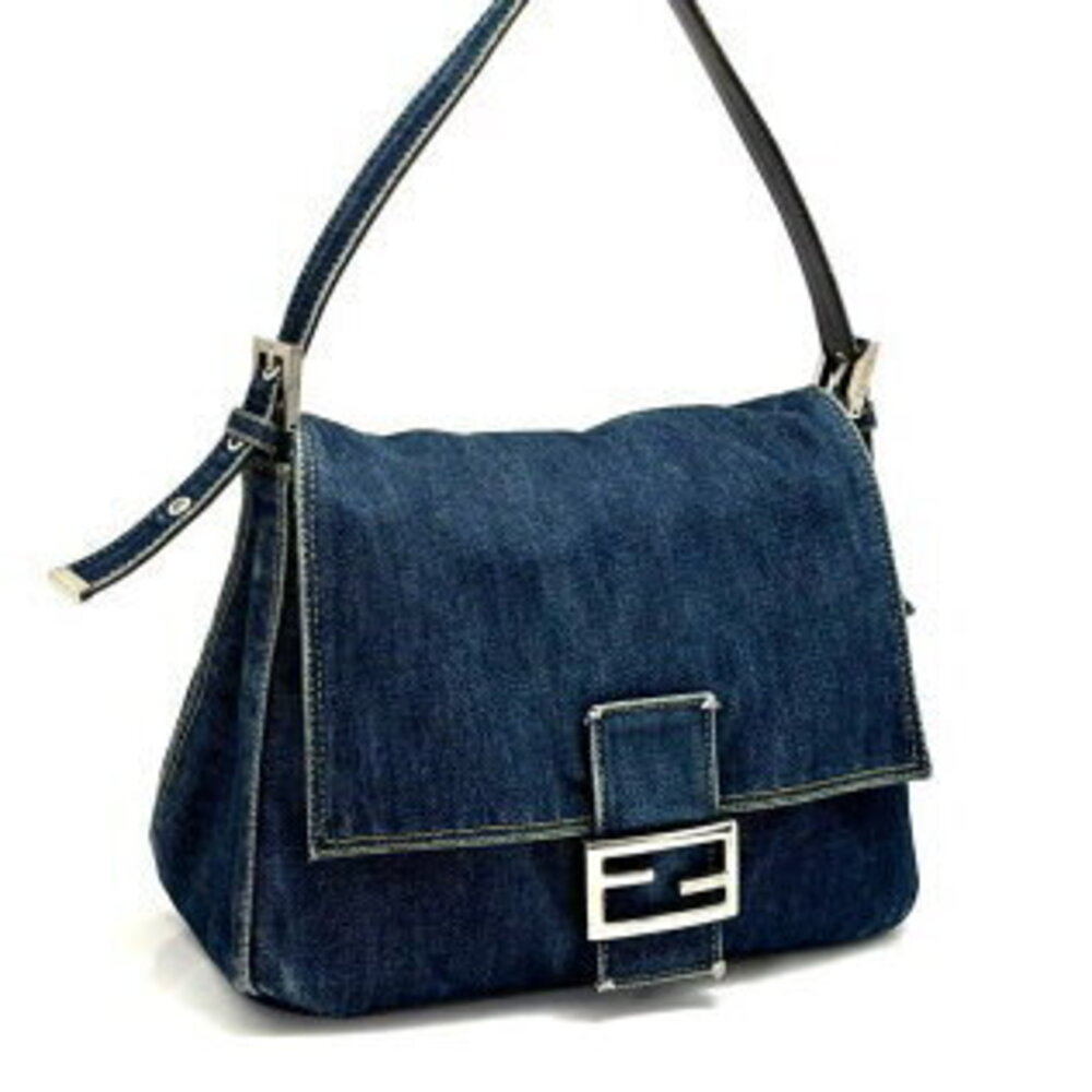 FENDI Mamma Bucket Handbag Denim Blue